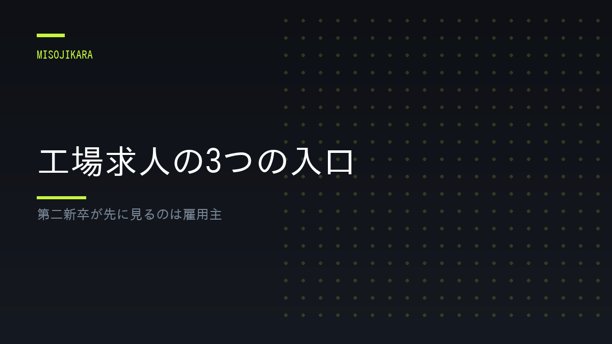 工場求人の3つの入口