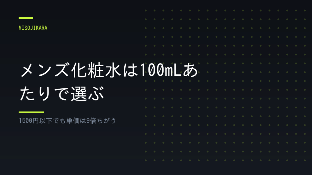 メンズ化粧水は100mLあたりで選ぶ
