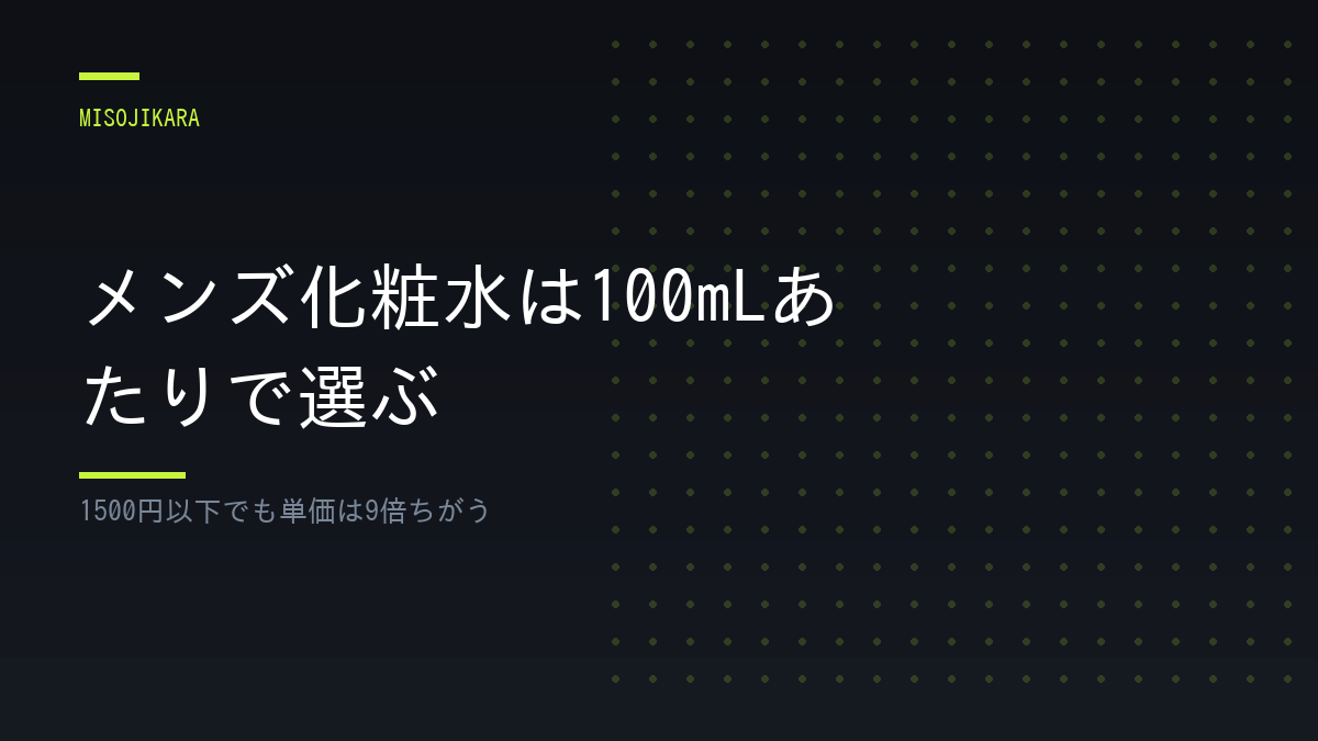 メンズ化粧水は100mLあたりで選ぶ
