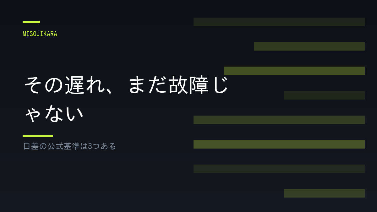 その遅れ、まだ故障じゃない